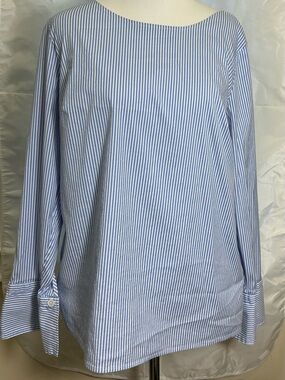 Talbots Blue and White Striped Button-Down Shirt